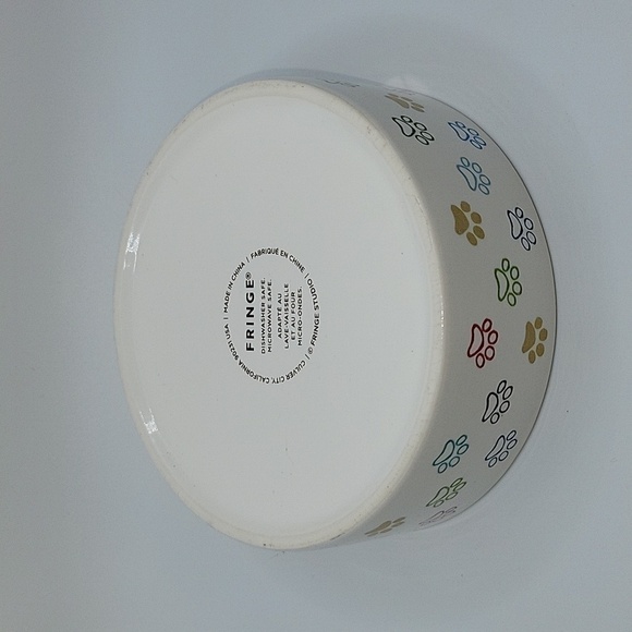 Fringe STUDIO dog or cat food bowl.  5" in Dia. 2" high.  Paw prints. - Picture 2 of 4